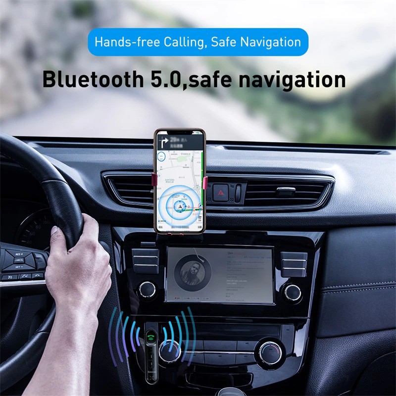 Bộ Thu Bluetooth 5.0 DC 5V Cho AUX 3.5mm Trên Xe Hơi Đàm Thoại Rảnh Tay - Hàng Chính Hãng Baseus
