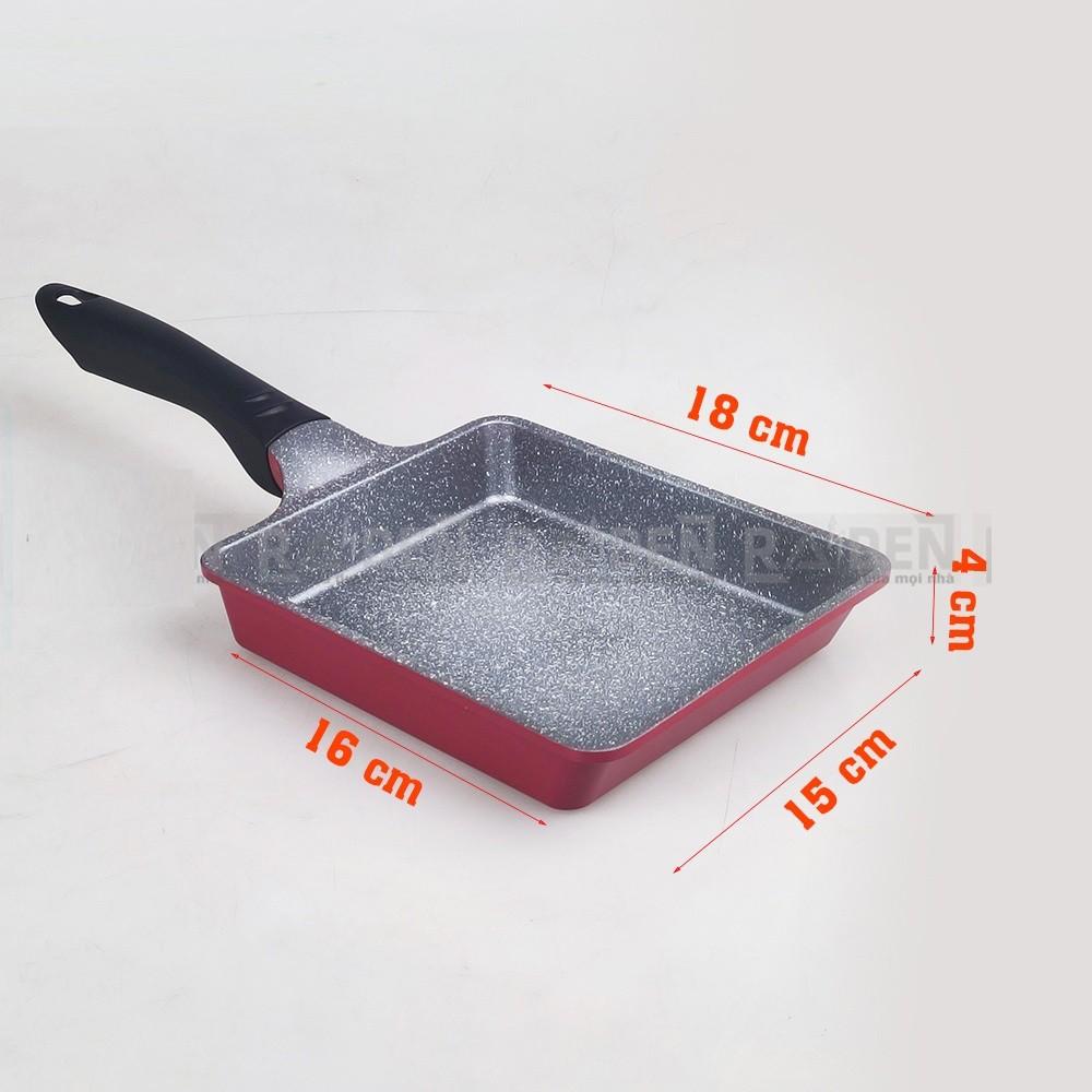 Chảo vuông chiên trứng chống dính vân đá Greencook GCS01-1618 dùng được trên bếp từ - Màu ngẫu nhiên