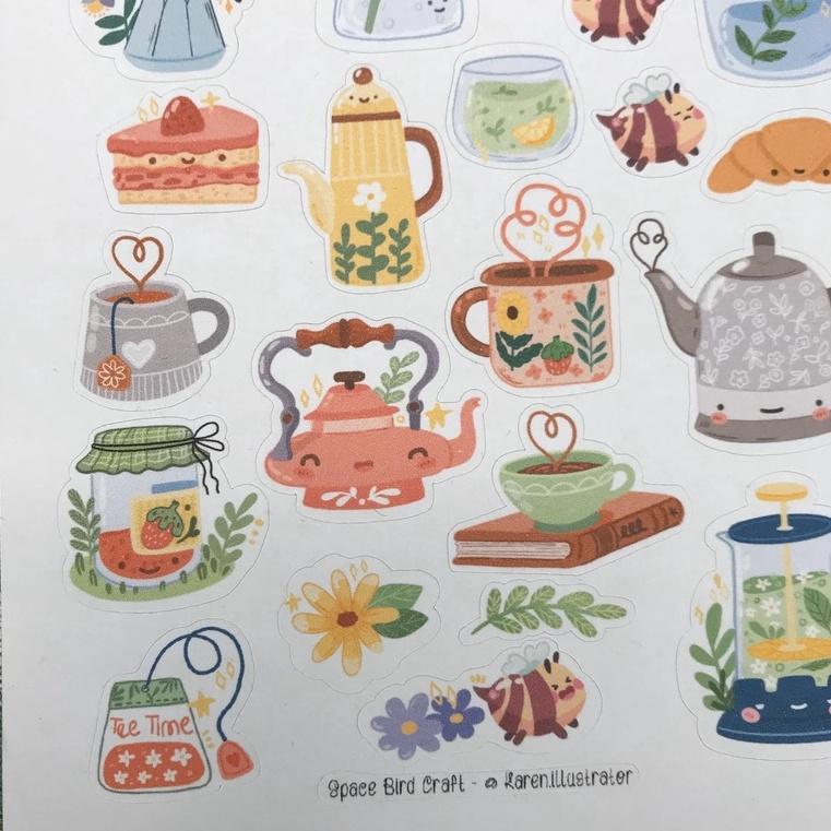 Sticker sheet  tea time - chuyên dán, trang trí sổ nhật kí, sổ tay | Bullet journal sticker - unim005