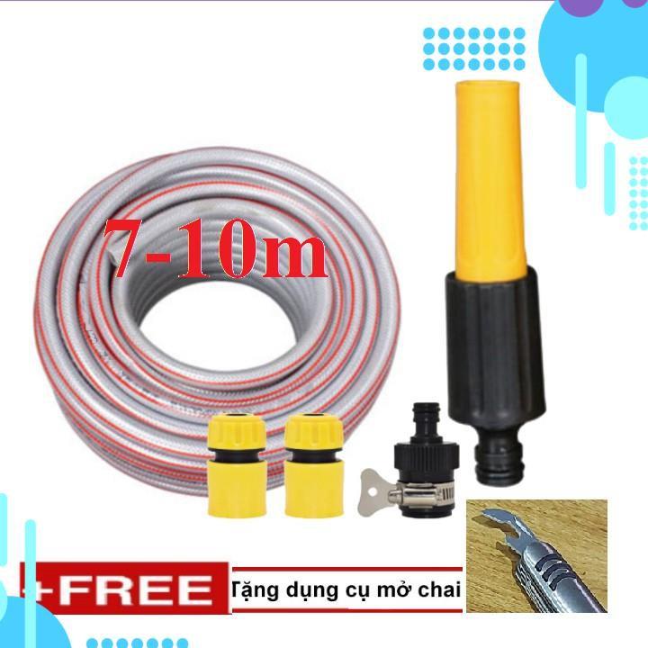 Bộ dây vòi xịt nước rửa xe, tưới cây . tăng áp 3 lần, loại 7m, 10m 206622-5 cút sập,nối đen + tặng mở chai