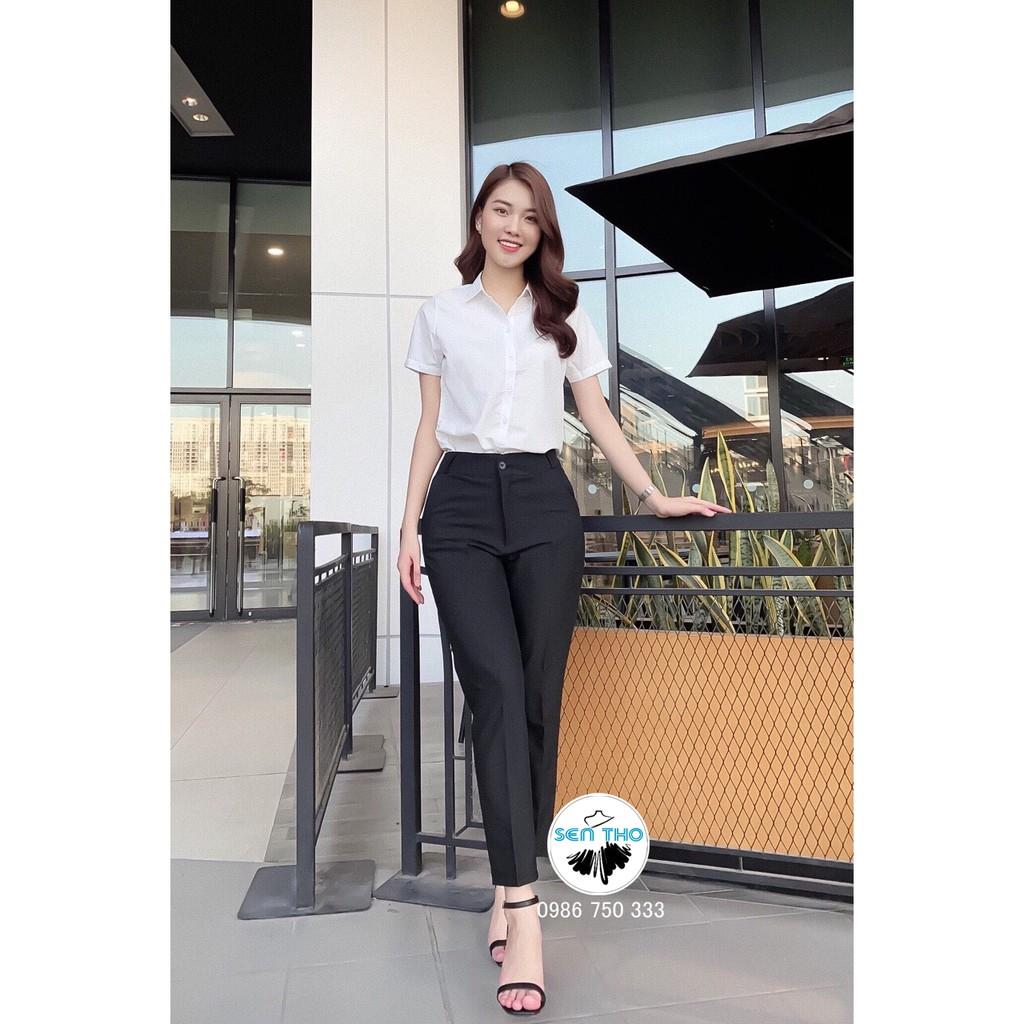 Áo Sơ Mi Nữ Trắng Công Sở Cộc Tay, Dài Tay Dáng Suông, Chất Vải Mềm, Thoáng Mát