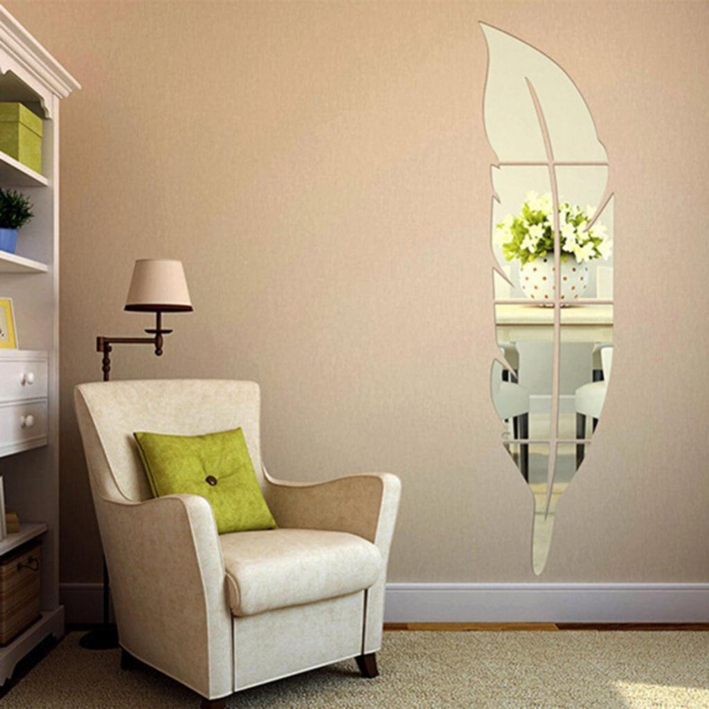 Miếng Dán Tường Hình Lông Vũ 3D Hiệu Ứng Gương