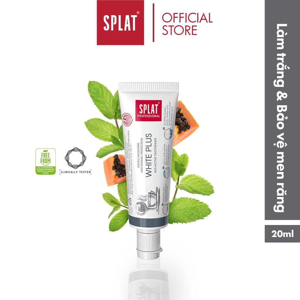 Kem Đánh Răng SPLAT White Plus Professional series Giúp Trắng Sáng, Ngăn Ngừa Vết Ố Vàng Hiệu Quả Dung Tích 20ml