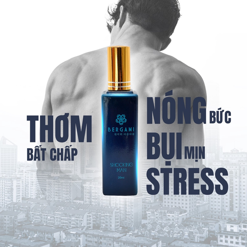 Nước Hoa Nam Thơm Lâu Bergami Shocking Man, Nước Hoa Chính Hãng Mùi Hương Nam Tính Mạnh Mẽ, Lưu Hương 6H 50ml/chai