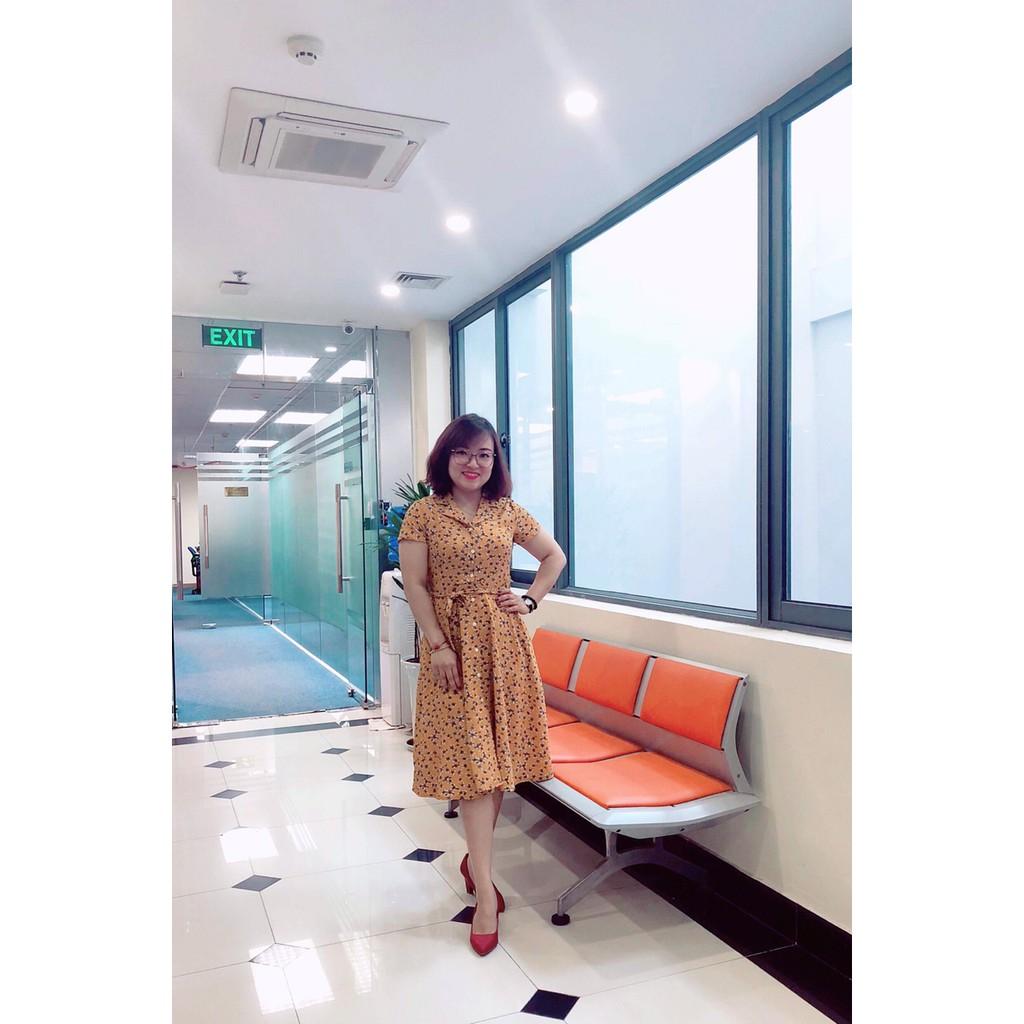 Váy xoè cổ vest thắt dây nơ CC89