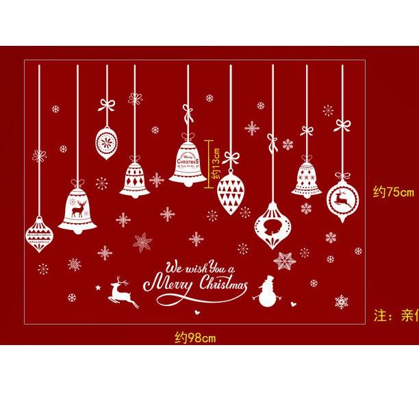 Decal trang trí noel rèm trái châu nhọn và chuông trắng
