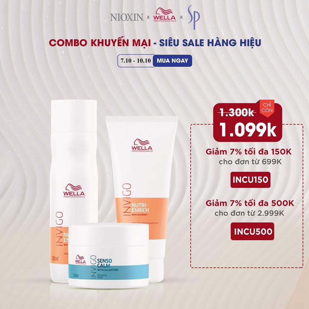 Combo Gội Xả Hấp Wella Invigo Tăng Cường Dưỡng Chất, Phục Hồi Tóc Khô Xơ Nutri Enrich (Gội 250ml+ Xả 200ml+ Hấp 150ml)