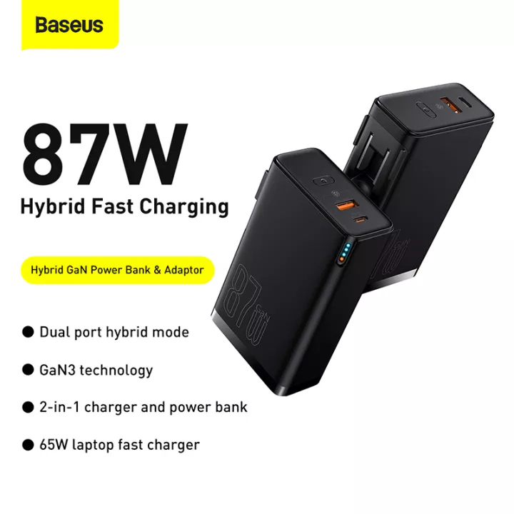 Sạc dự phòng kiêm củ sạc 2 trong 1 Baseus GaN3 87w 10000mAh- hàng chính hãng