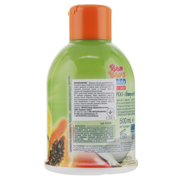 Sữa tắm gội trẻ em Malizia Bon Bons Exotic Twist  hương trái cây 500ml tặng kèm móc khóa