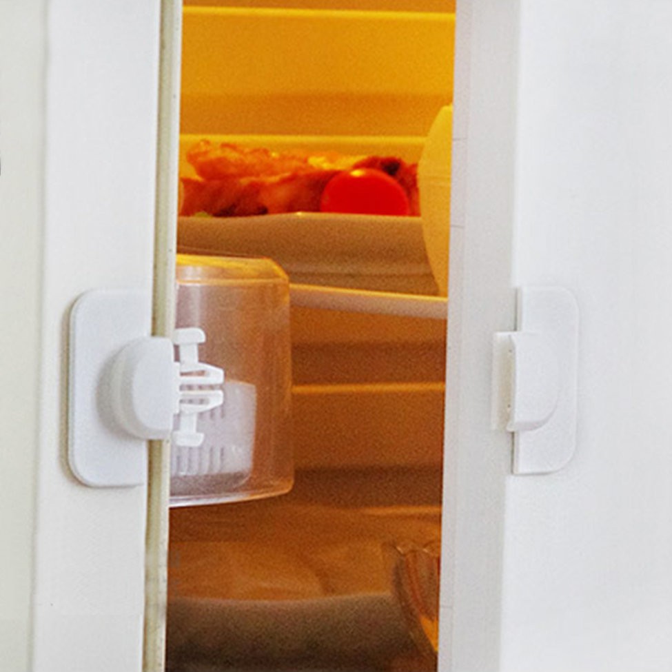 Chốt khóa tủ lạnh (màu trắng) - Dụng cụ cài ngăn kéo  cửa tủ an toàn cho bé