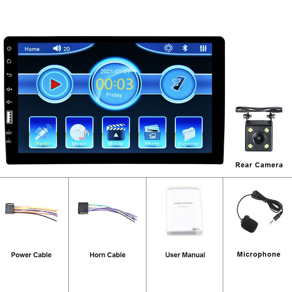 Bộ điều khiển trung tâm đa năng dành cho ô tô một thân 9 inch phong cách mới nhất, máy nghe nhạc MP5 Bluetooth màn hình lớn có tích hợp video đảo chiều micrô bên ngoài
