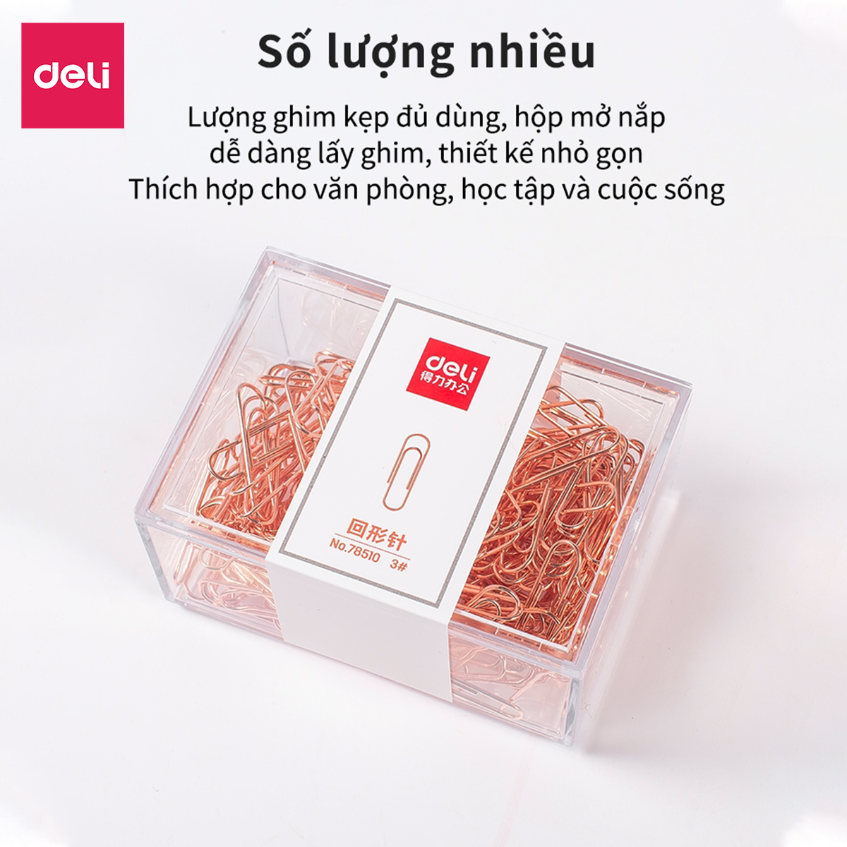 Ghim Vòng Deli - Mạ Vàng Hồng - 160 Chiếc /1 Hộp - 78510