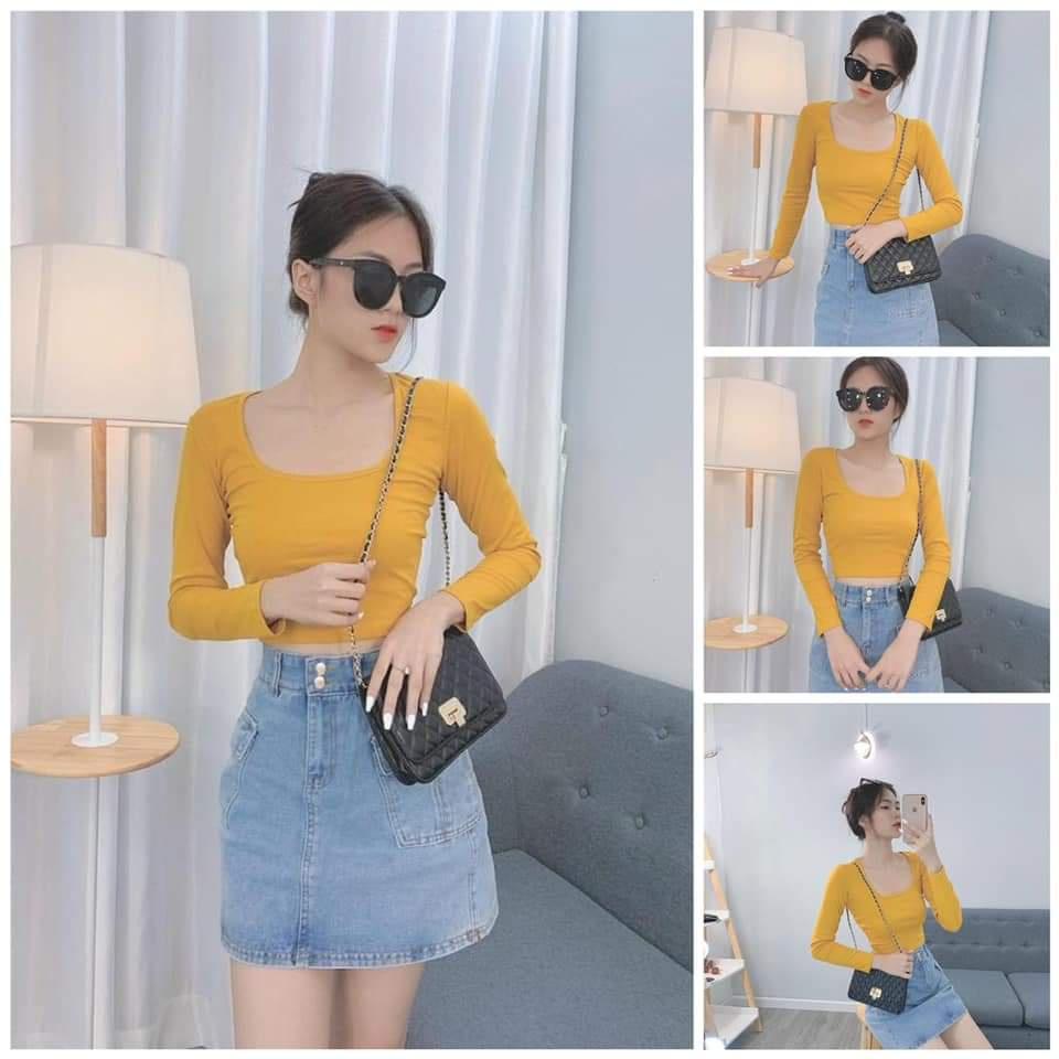 Áo thun nữ dáng croptop body co giãn 4 chiều
