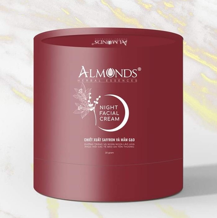 Kem dưỡng da ban đêm Almonds chiết xuất từ Saffron nhụy hoa nghệ tây và mần gạo- Night facial cream 25g