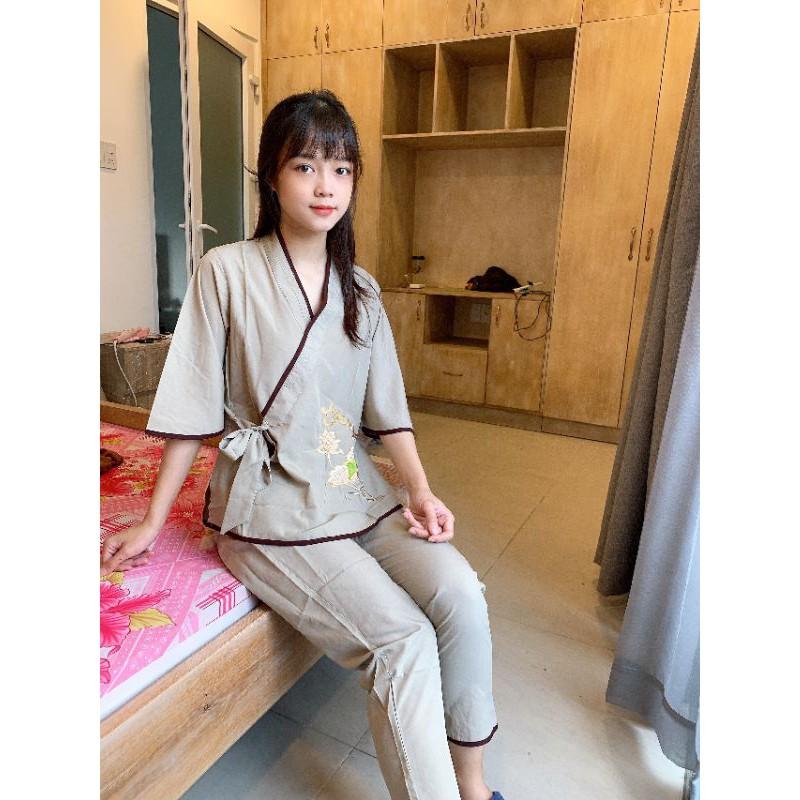 đồ bộ Đi chùa. chéo nơ thêu