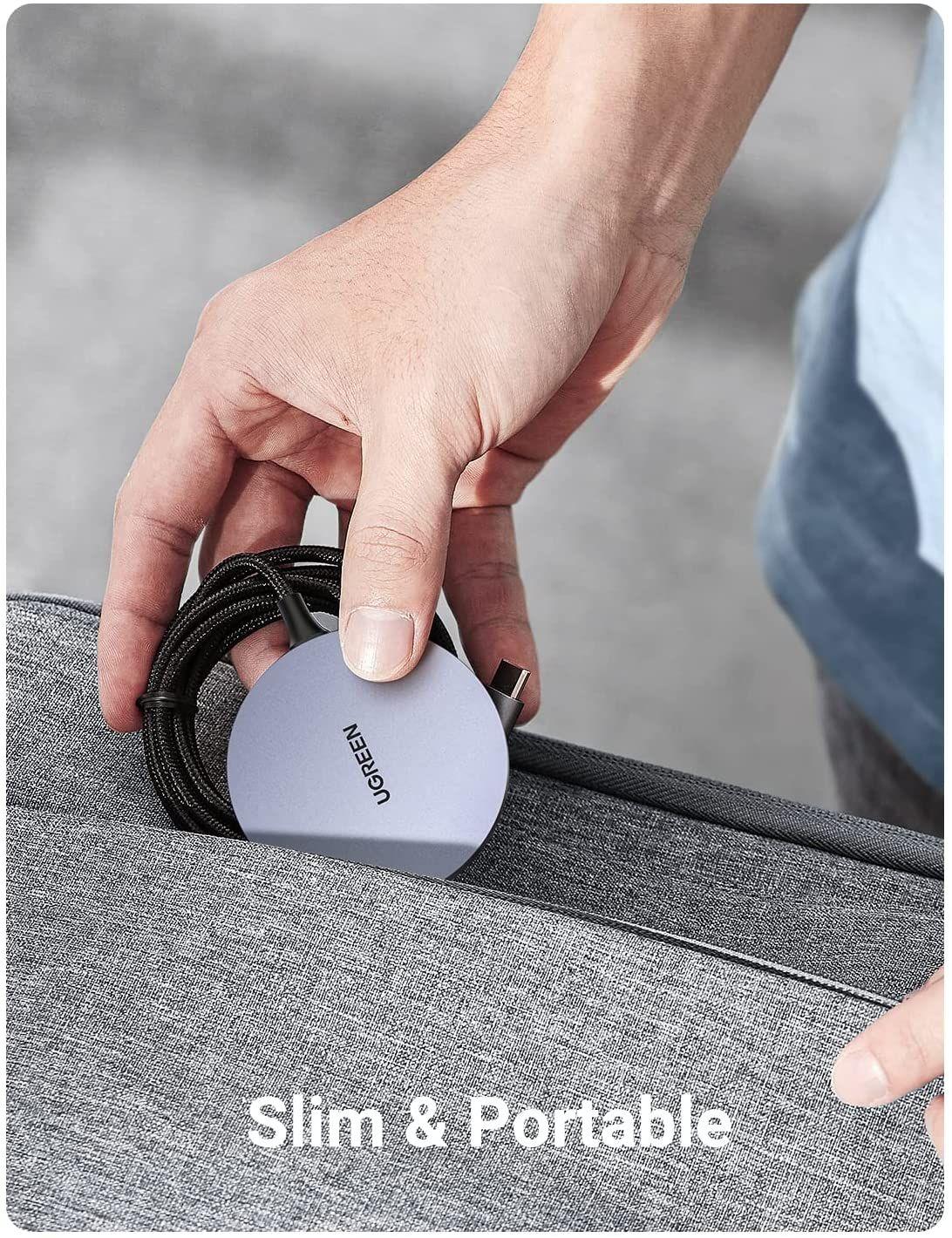 Ugreen UG30233CD245TK 15W Màu Xám Bộ sạc không dây chuẩn cổng nghệ sạc Qi chuẩn cắm USB-C - HÀNG CHÍNH HÃNG