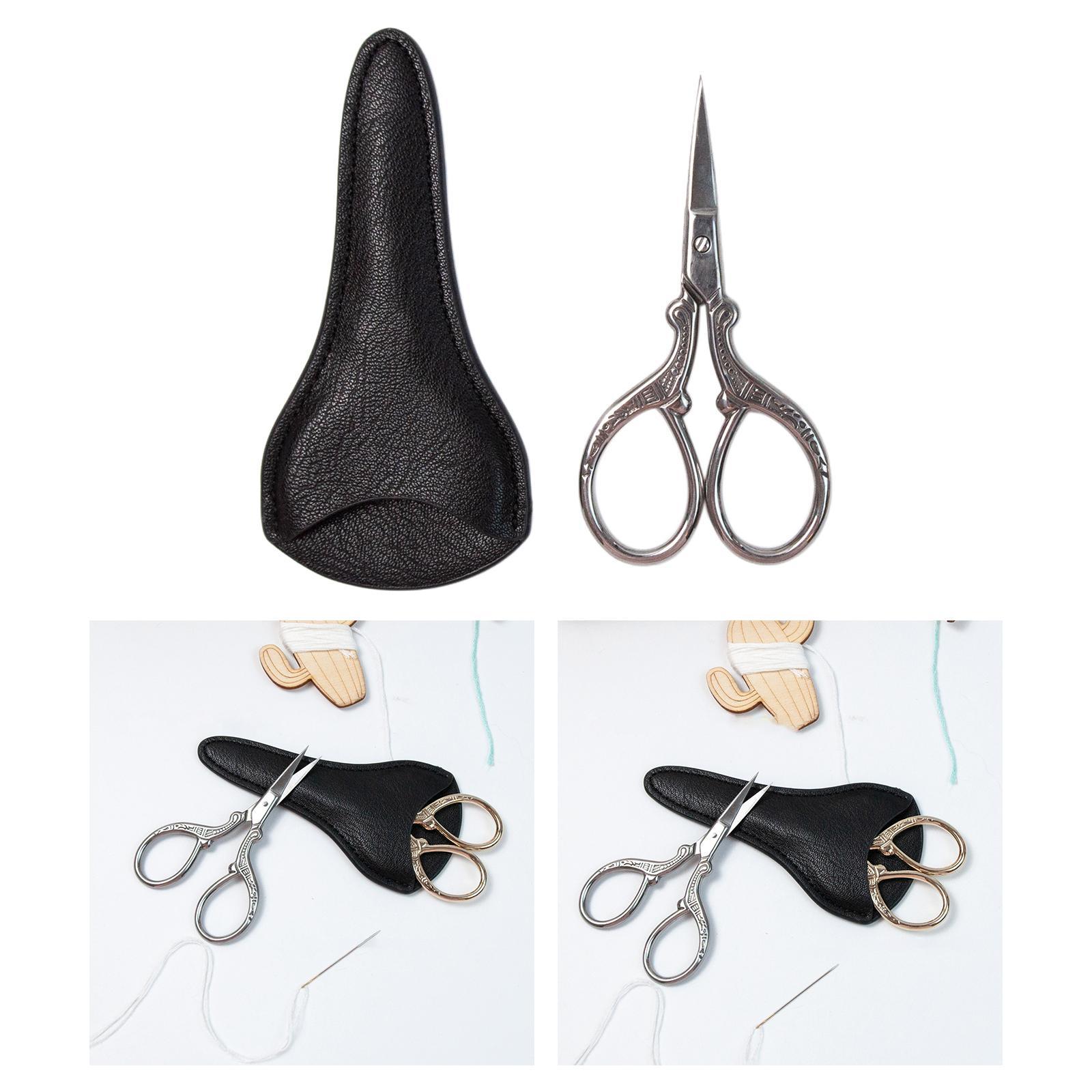 Embroidery Scissors with PU Leather Cover for Quilting Crafts Needlework