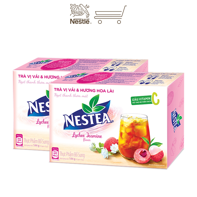 Combo 2 hộp trà Nestea vị vải &amp; hương hoa lài (12 gói x 12g)