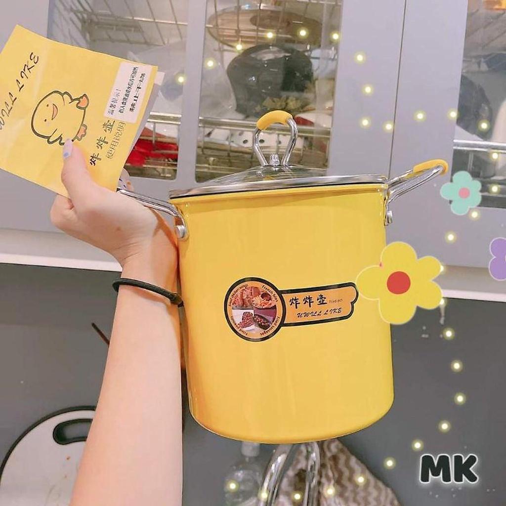 [XẢ] ,Nồi chiên ngập dầu mini hình vịt vàng có chống dính phù hợp với các bếp ga