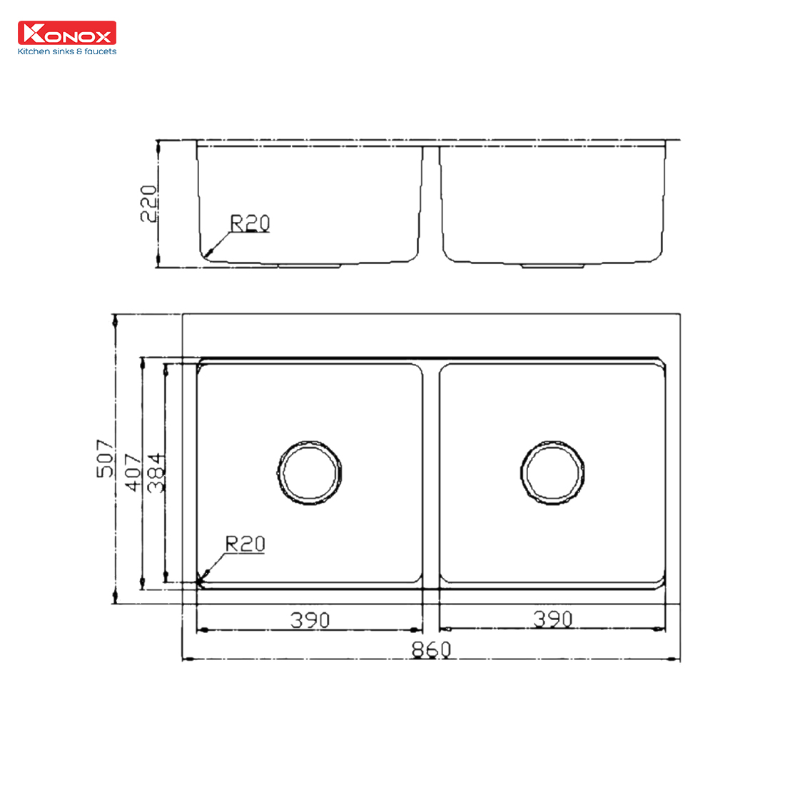 Chậu rửa bát chống xước Top Mount Sink KN8651TD Dekor Basic - Bảo hành chính hãng 10 năm