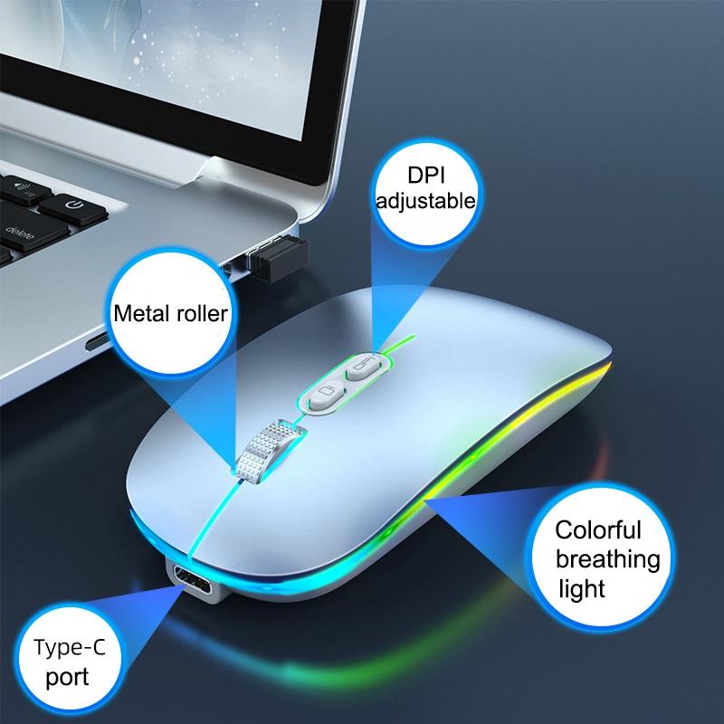 Hai Chế Độ Bluetooth Không Dây Với One-Click Để Bàn Chức Năng Loại-C Sạc Im Lặng Backlit Chuột Cho Laptop máy Tính Mới