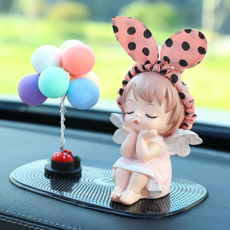 Trang Trí Taplo Xe Hơi Bé Gái Thiên Thần Có Cánh Dễ Thương - Decor Oto Nữ Giới Kèm Đế Bóng Bay