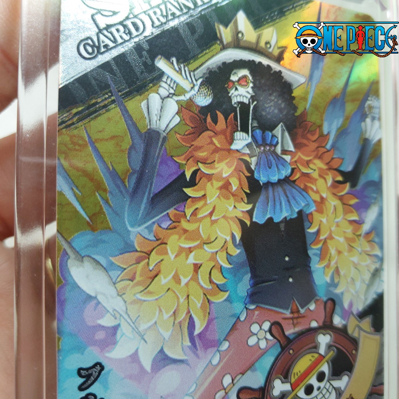 Brook OP01 SR09 Thẻ OnePiece nhạc sĩ xương băng mũ rơm Anime One Piece hiệu ứng phản quang 1459 NF4 1-24
