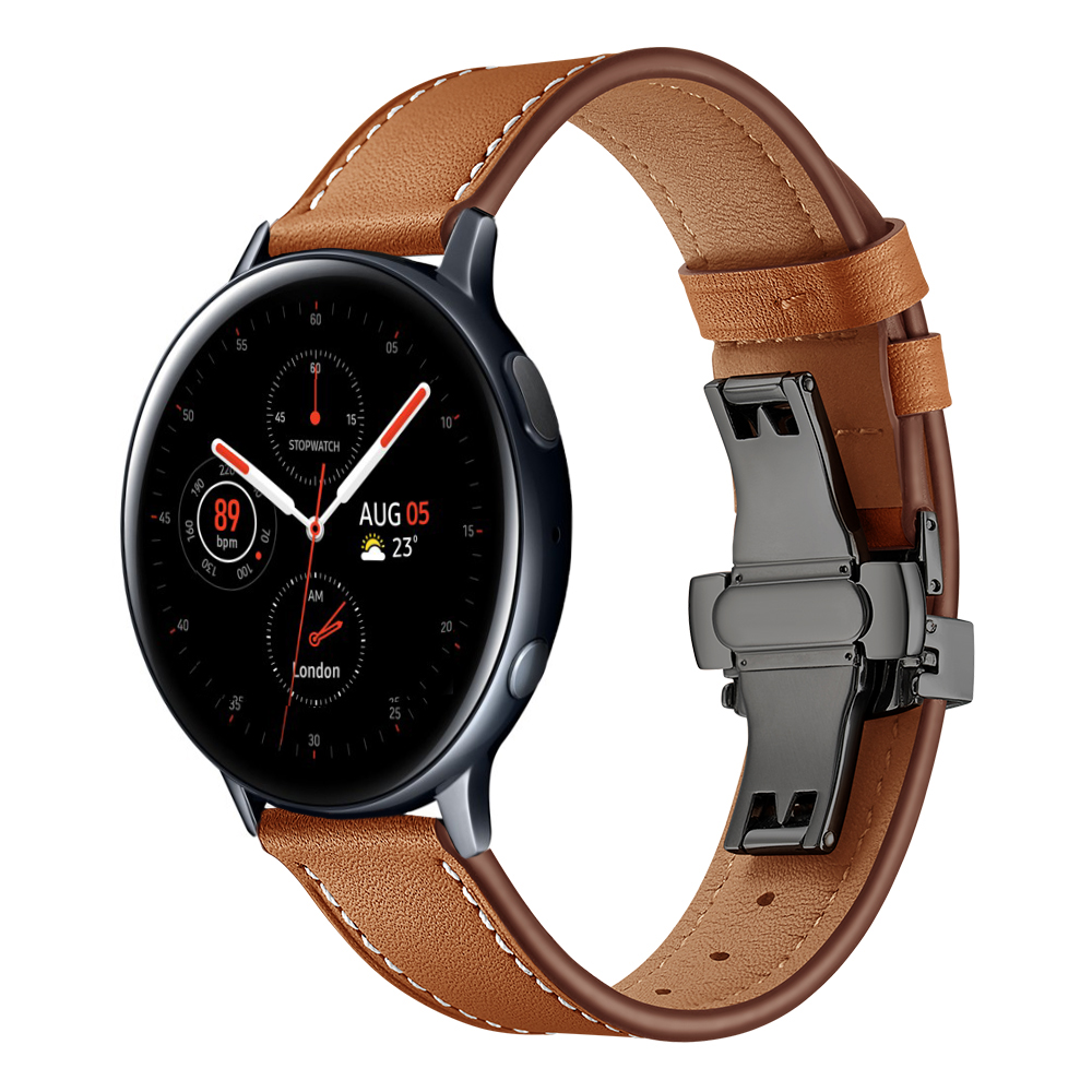 Dây Da Dành Cho Galaxy Watch Active 1, Galaxy Watch Active 2, Galaxy Watch 42, Gear S2 Khóa Chống Gãy (Size 20mm) - Đen