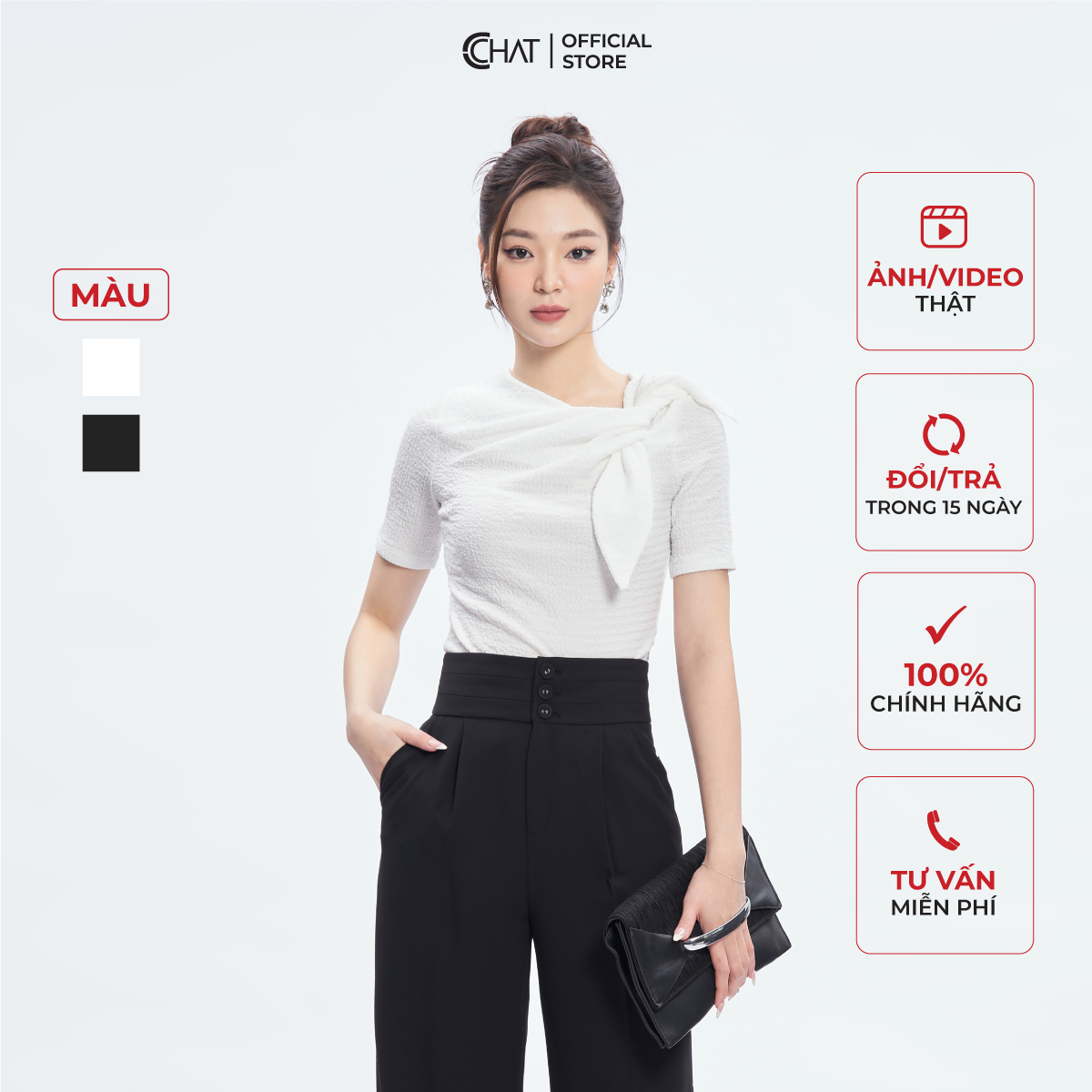 Áo Thun  Xoắn Lá Vai Chất Thun Cao Cấp 53TNC2001OT
