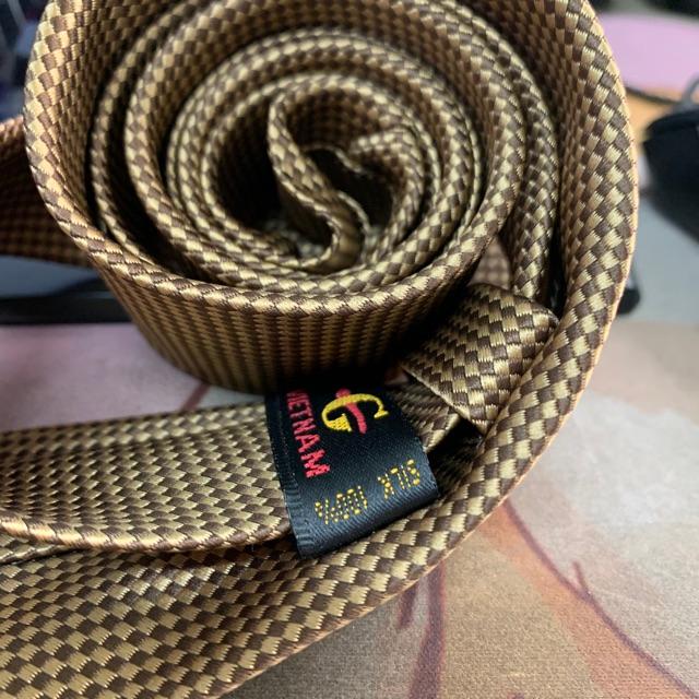 Cà vạt nam vải gân màu vàng đồng - cà vạt công sở bản 5cm hàn quốc