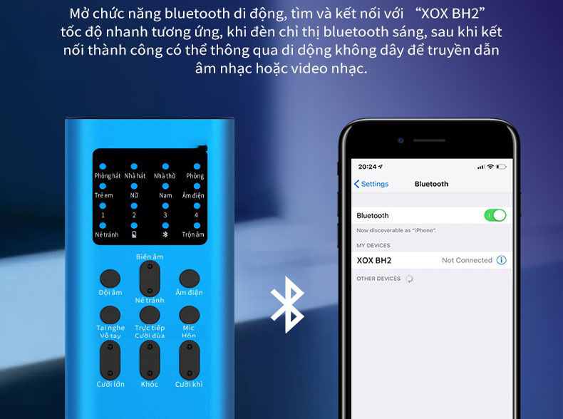 Sound card livestream XOX BH2 phiên bản tiếng Việt đa tính năng dành riêng cho điện thoại có Bluetooth - Hàng chính hãng