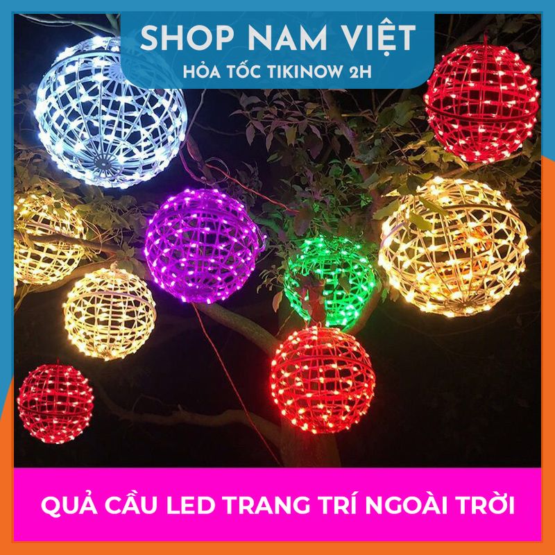 Đèn Led Quả Cầu Mây Treo Ngoài Trời Trang Trí Quá Cà Phê, Sân Vườn