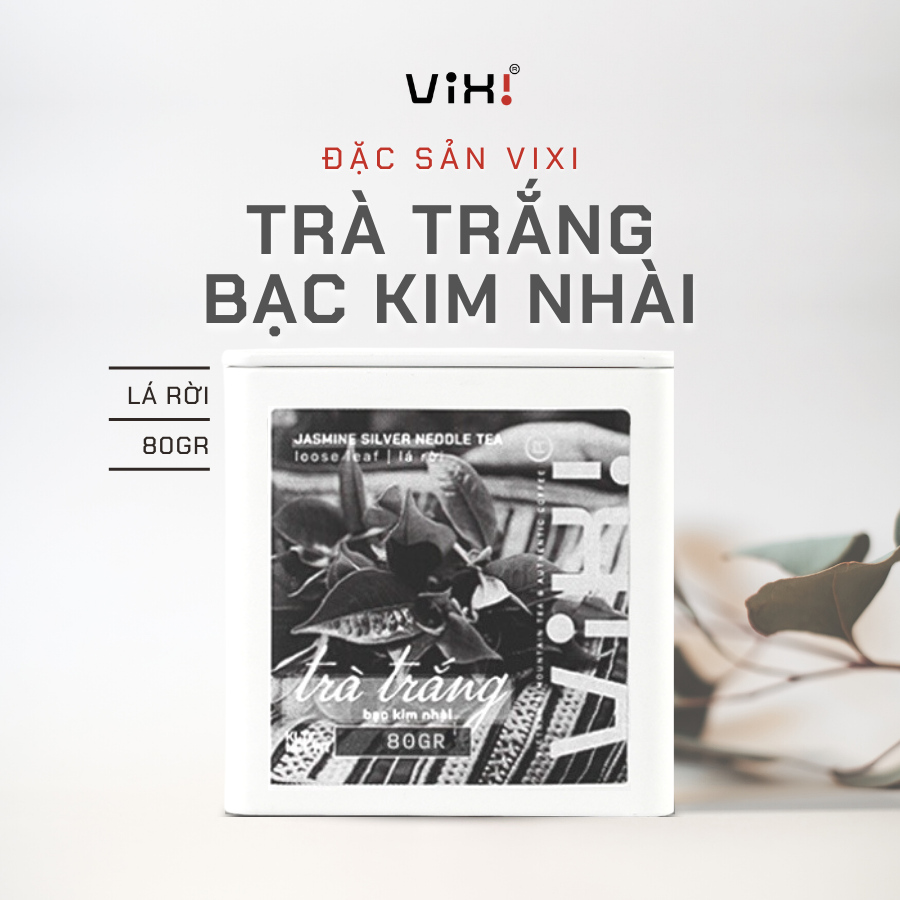 Trà trắng bạc kim ViXi trà shan tuyết cổ thụ ướp hoa nhài tươi hộp 80g