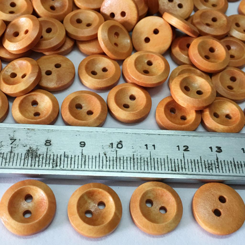 100 Chiếc Sơn Vintage Tròn 2 Lỗ Gỗ Nút May Thêu Sò 15 Mm