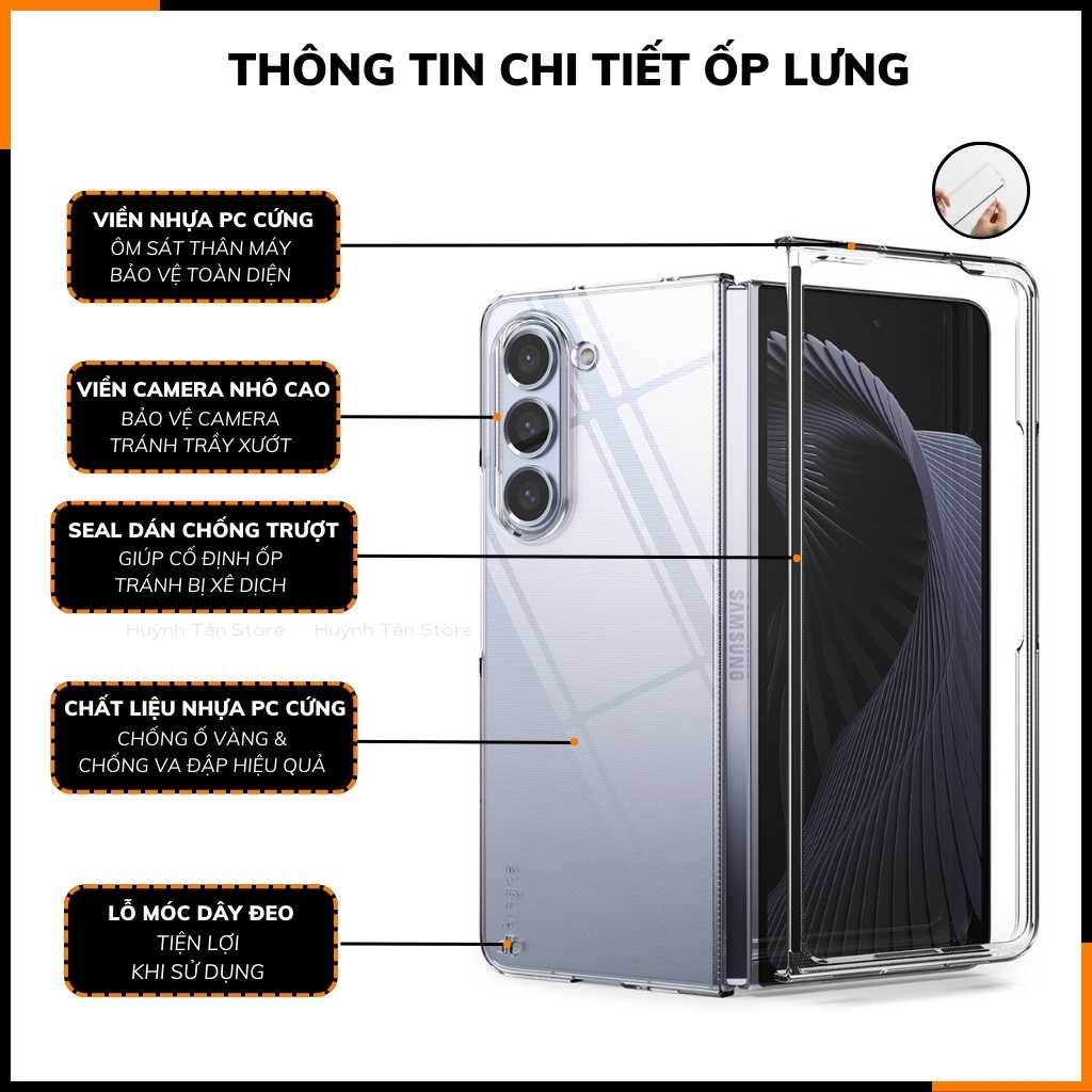 Ốp lưng z fold 5 RINGKE chính hãng trong suốt chống sốc FUSION X chống ố vàng phụ kiện điện thoại huỳnh tân store - Hàng nhập khẩu