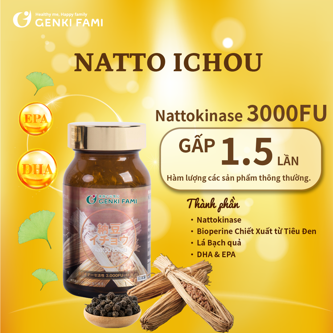 Combo Viên Uống Phòng Ngừa Đột Quỵ Natto Ichou, Bổ Gan Kanzo Ukon Genki Fami Nhật Bản