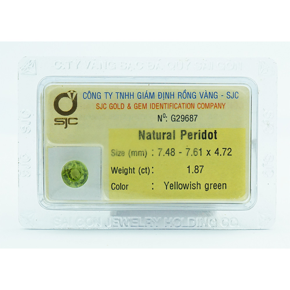 Mặt Đá Quý Peridot Tự Nhiên Kiểm Định Mài Giác Tròn 7 Li