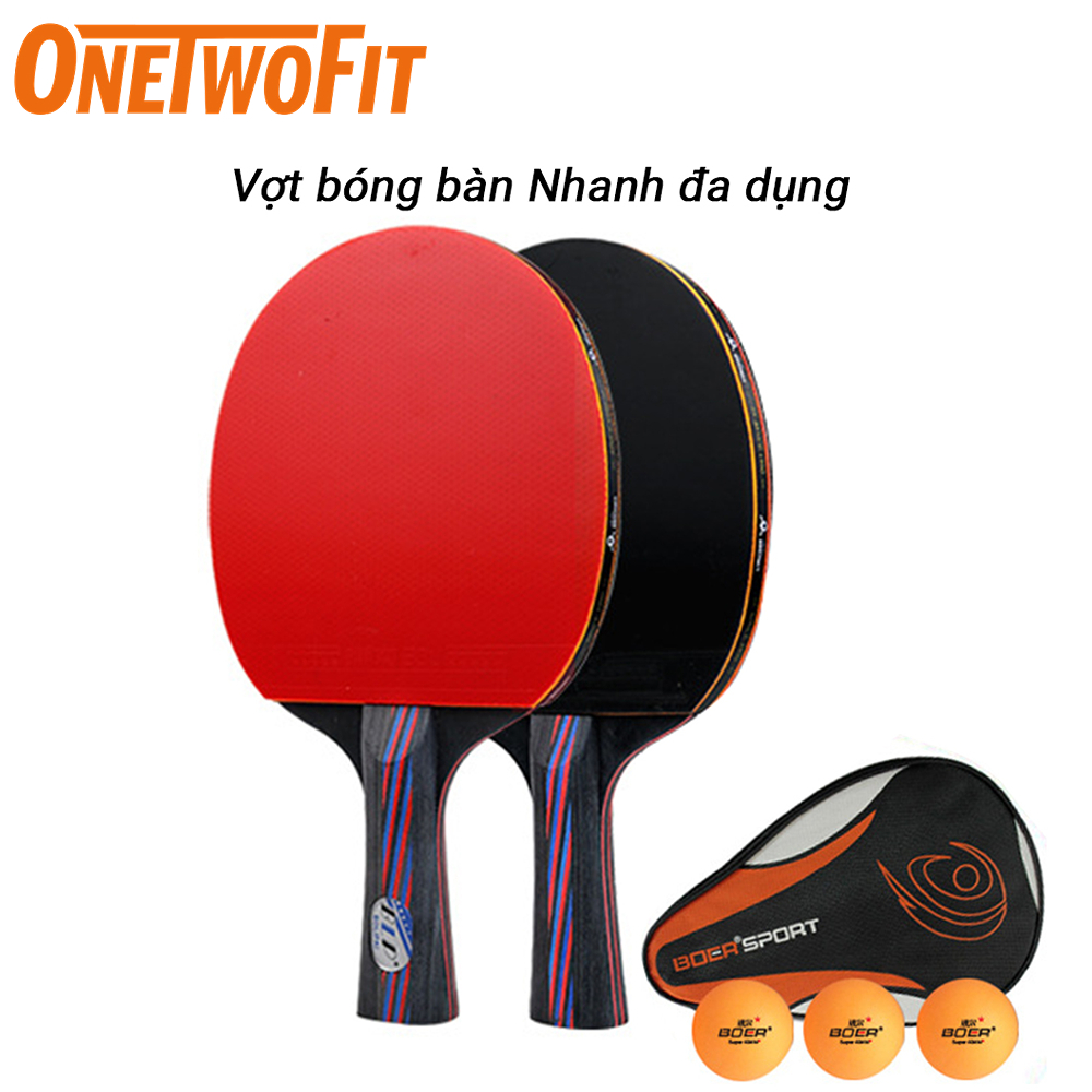 OneTwoFit Vợt bóng bàn tặng kèm 3 bóng ET006301 Bộ vợt bóng bàn, 7 lớp gỗ và 2 lớp carbon ET006301