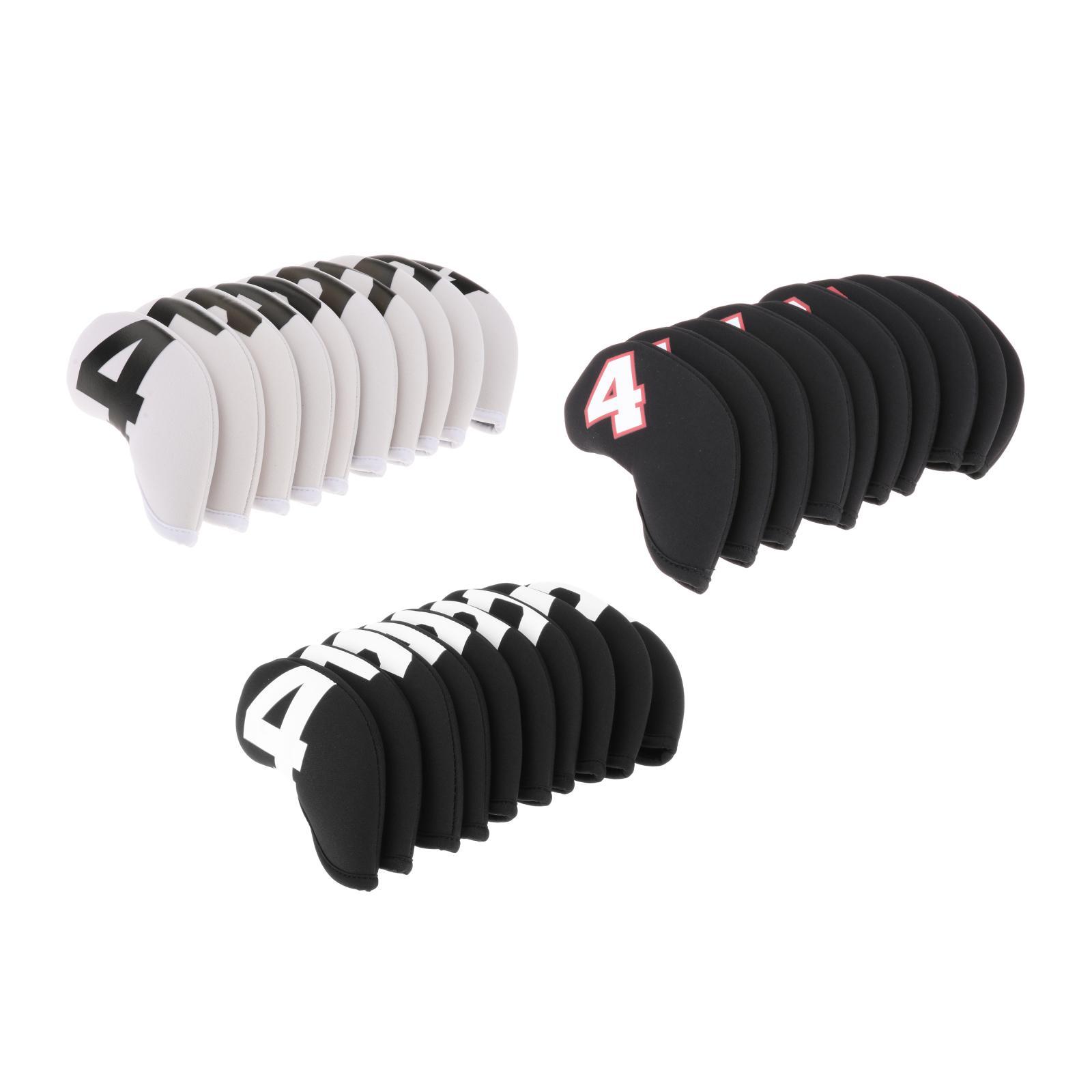 10Pcs Golf Iron Headcover Waterproof Head Cover Golfer Protection 4-9,A~X White