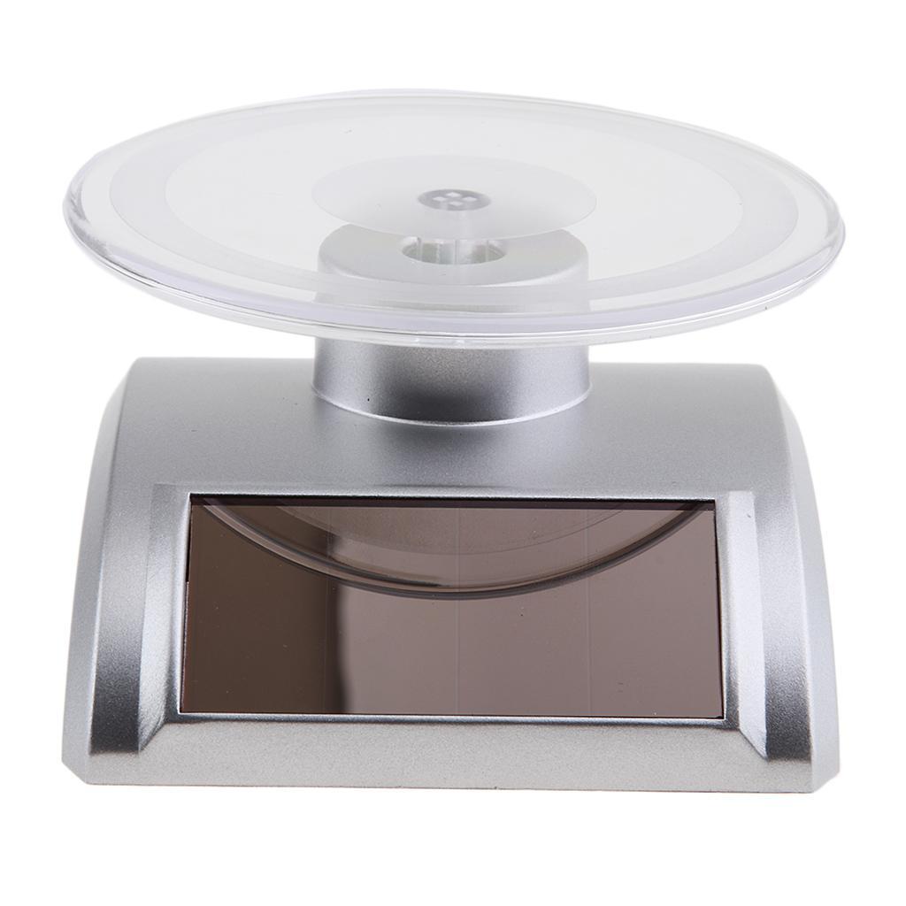 2PCS Mini Solar Powered Turntable Rotating Display Stand Jewelry Cell Phone