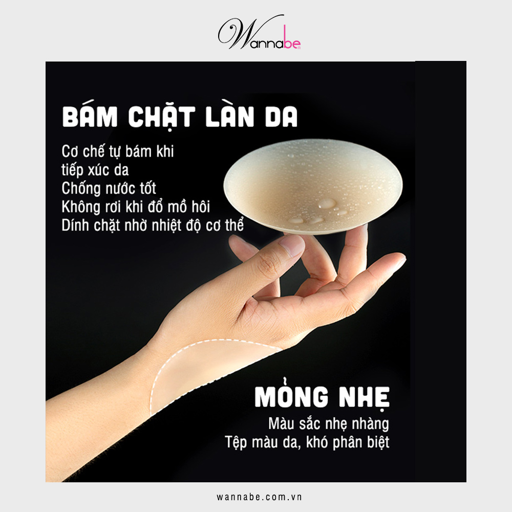 Miếng dán ti WANNABE DTS02 dán ti silicon y tế không keo bám chặt người nhờ nhiệt tự thân, không keo không kích ứng