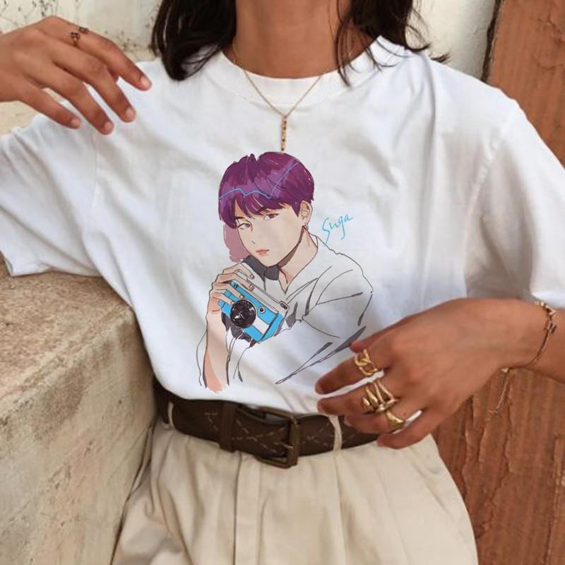 Áo Phông BTS Suga Tóc Tím Hoạt Hình