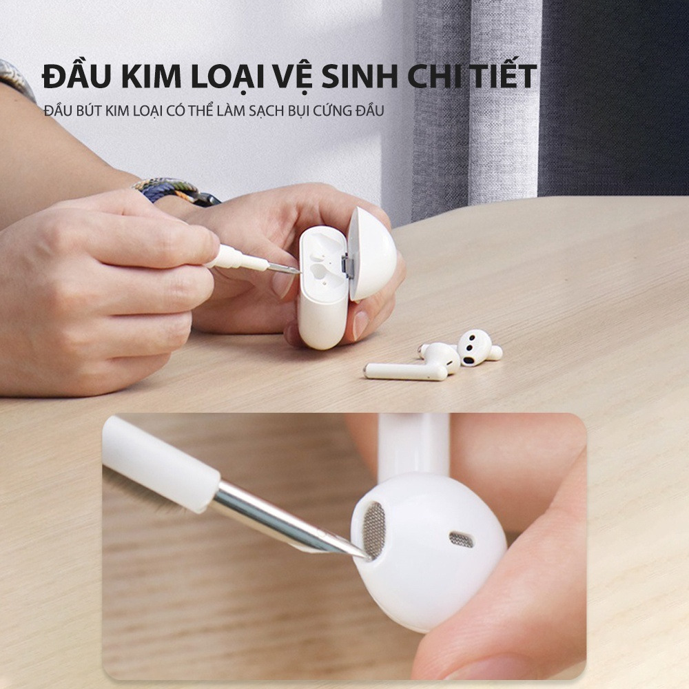 Bút Vệ Sinh Tai Nghe Bluetooth 3 Trong 1 Cao Cấp MIFAN - Làm sạch bụi bẩn trong hộp đựng, loa, cổng sạc, điện thoại - Hàng Nhập Khẩu