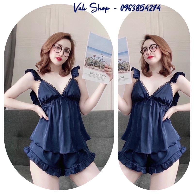 Bộ ngủ lụa latin cao cấp 2 dây tay cánh tiên nhí freesize 40-57kg