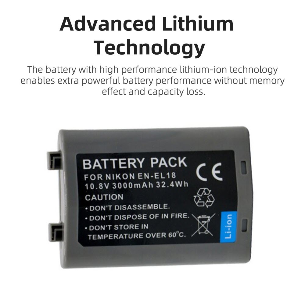 Pin EN-EL18 Dung Lượng Cao 3000mAh Dùng Cho Các Máy Ảnh Nikon Z9, D4, D4S, D4X, D810. Battery Pack for Nikon EN-EL18. 3000mAh for Nikon EN-EL18 ENEL18 Digital camera battery Camcorder Fully decoded battery