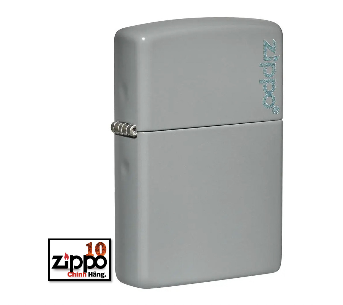 Bật lửa Zippo (sơn tĩnh điện) 49452ZL Classic Flat Grey Zippo Logo SKU - Chính hãng 100%