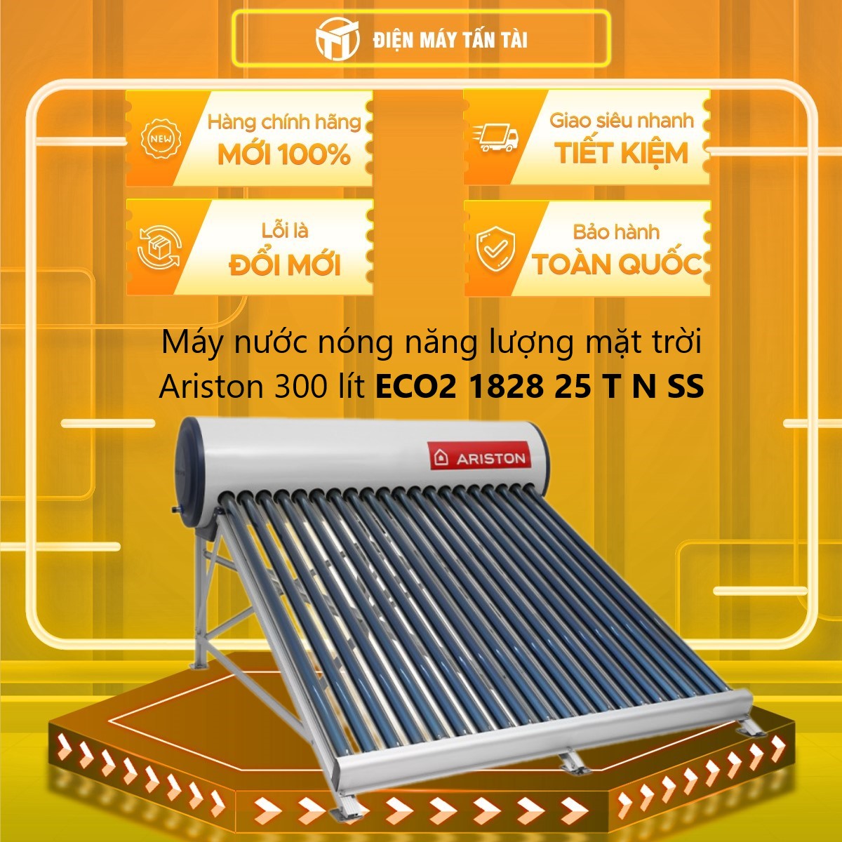 Máy nước nóng năng lượng mặt trời Ariston ECO2 1828 25 T N SS 300L - Hàng chính hãng