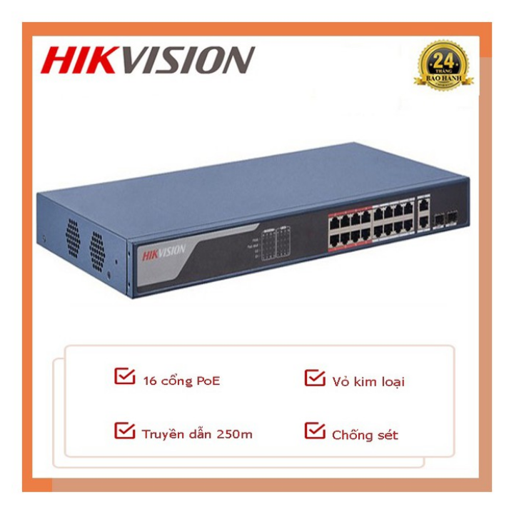 Switch POE 16 cổng HIKVISION DS-3E1318P-EI/M - Hàng chính hãng