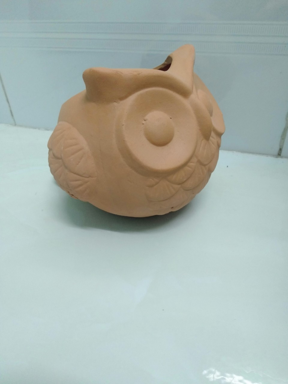 Chậu đất nung hình cú cỡ trung, kích thước Dài 17x Rộng 13 x Cao 9cm, Rộng Miệng Chậu 7cm