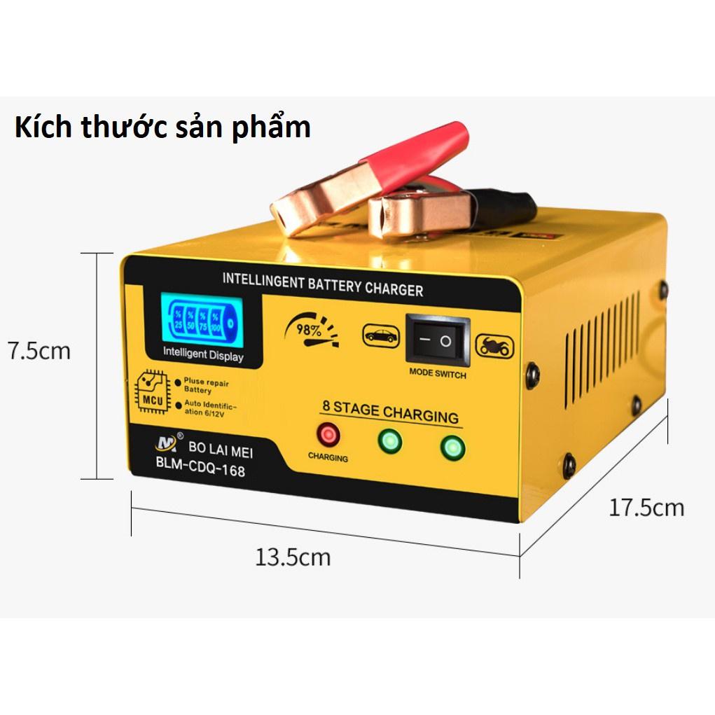 Máy sạc bình ắc quy công suất lớn 12V 24V 15A sạc siêu nhanh cho các loại ô tô tải xe máy ắc quy đồng nai GS khô và nước